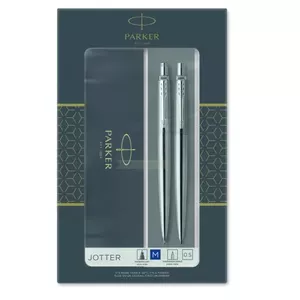 Šķidrās tintes pildspalva un mehāniskais zīmulis Parker Jotter Steel CT Sudrabs