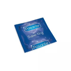 Male condom PASANTE Super King Smooth — 69 mm width, 200 mm length, 0.065 mm thickness, pack of 144