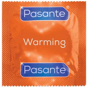 Prezervatīvi PASANTE Warming Effect, lubrikēts dabīgais latekss, 144 gab., standarta forma ar rezervuāra galiņu