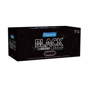 Презерватив PASANTE Black Velvet 55 мм ширина 190 мм длина упаковка 144 шт гладкие черные