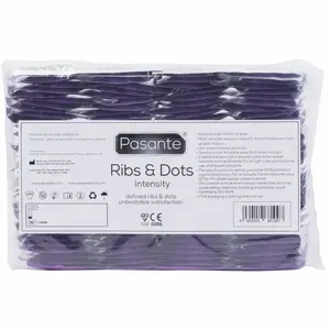 Презервативы PASANTE RIBS & DOTS INTENSITY — упаковка 144 текстурированных латексных презерватива
