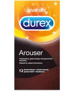 Male condom Durex Arouser ribbed, transparent, pack of 12