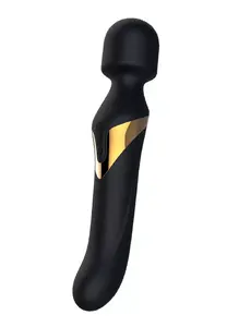 Marc Dorcel Dual Orgasms silikona vibrators ar rotācijas funkciju, melns un zelta