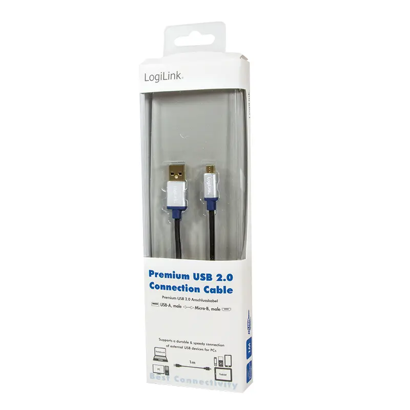 Кабель LogiLink USB 2.0 USB A - Micro-USB B 1м Photo 3