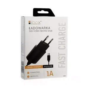 Indoor AC Universal Charger LIBOX LB0089 — 1 m cable, black, for mobile phones, tablets, smartphones, GPS, MP3/MP4, radios