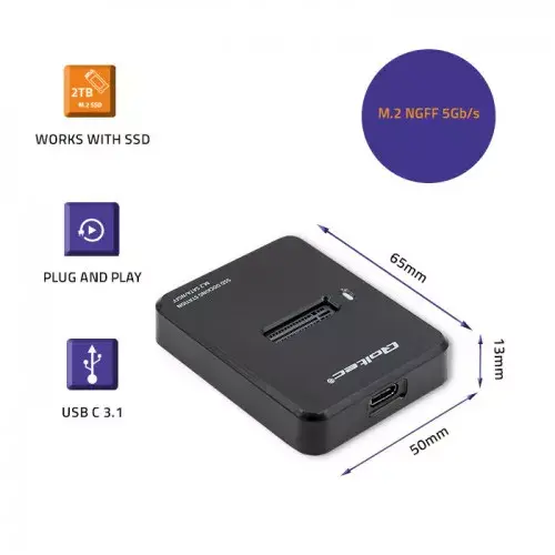 Корпус SSD QOLTEC 50314 M.2 USB Type-C Photo 2