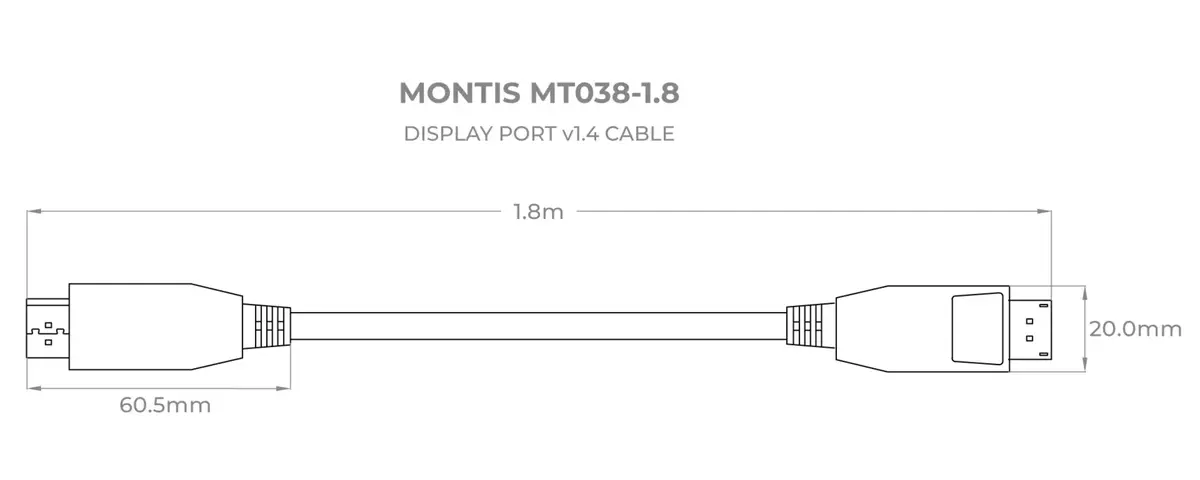 MONTIS DisplayPort cable MT038 v1.4 1.8 m Photo 3