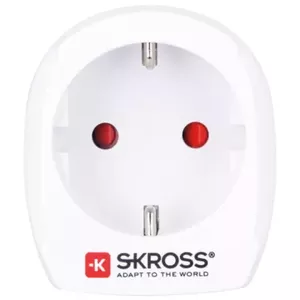 Power Plug Adapter Skross Europe to USA Type B Type C Europlug White