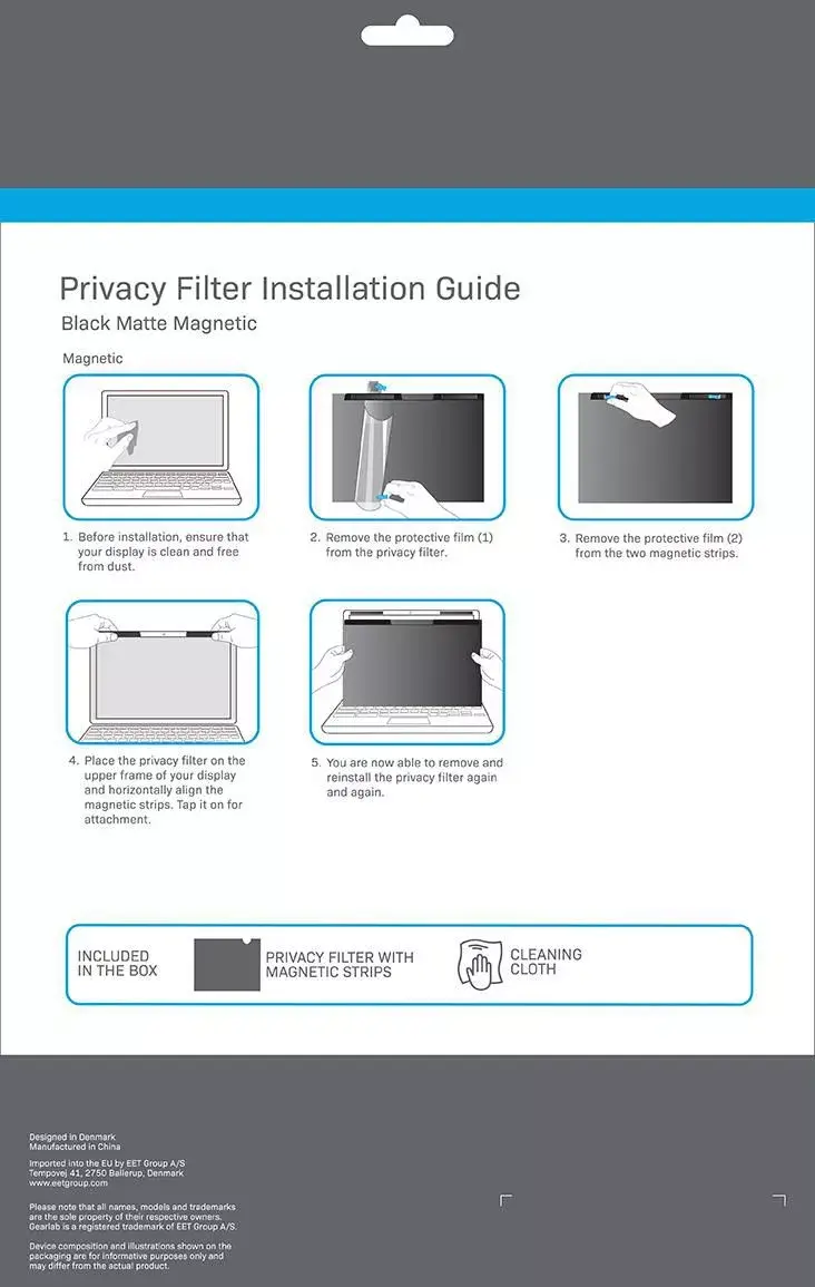 Frameless display privacy filter eSTUFF GLBMMB13-22 Photo 3