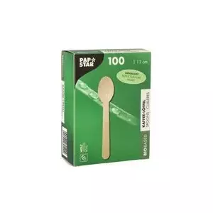 Wood coffee spoon Papstar 89120 110 mm birchwood biodegradable