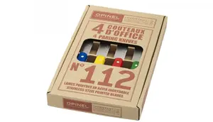 Office knife set Opinel No. 112 — 4-piece coloured utility knives for office and crafts