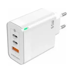 Зарядное устройство PEDEA Triple 65W GaN USB-C PD USB-A белое – 65 Вт суммарно, GaN, порты USB-C PD и USB-A