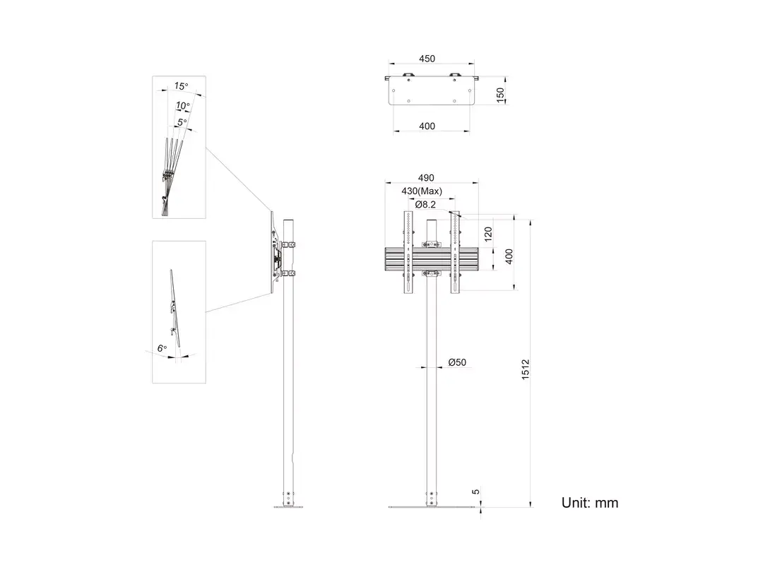 MULTIBRACKETS M Single Pole Floormount Pro 32"–65" Photo 6