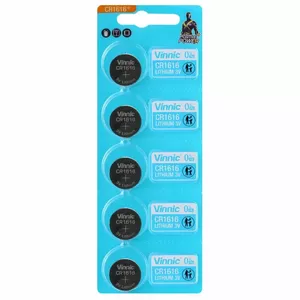 Coin cell battery VINNIC CR1616 — lithium 3V, pack of 5