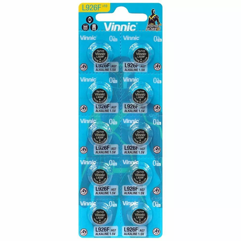 Alkāliskas pogbaterijas VINNIC AG7 (L926F) 1