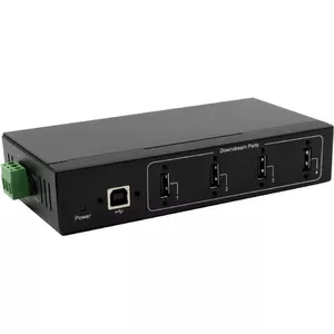 EXSYS GmbH 4 porti USB 2.0 Metal-HUB, galda, sienas un DIN sliedes montāžai, 15KV ESD aizsardzība (EX-11214HMVS)