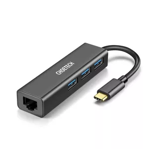 USB Type-C to RJ-45 Ethernet Adapter with 3x USB Type-A CHOETECH HUB-U02BK