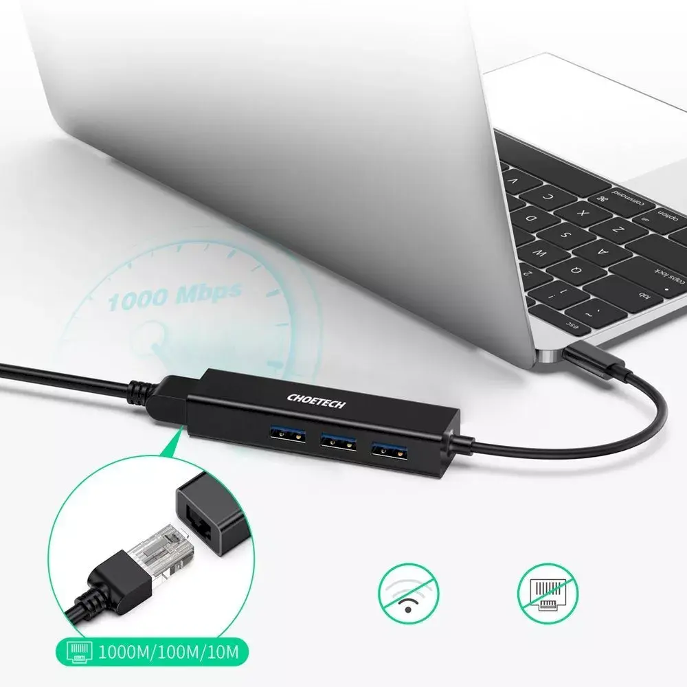 CHOETECH HUB-U02BK USB Type-C to RJ-45 Adapter Photo 2