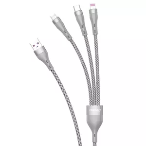 Dudao 3-in-1 USB Cable Lightning / microUSB / USB-C 65W 1.2m gray