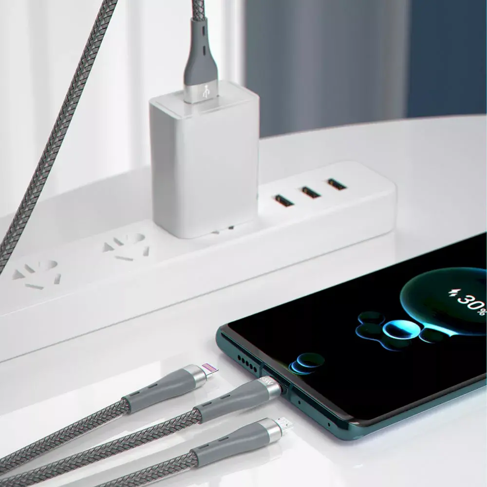 Dudao 3-in-1 USB Cable Lightning/microUSB/USB-C 65W 1.2m Photo 2