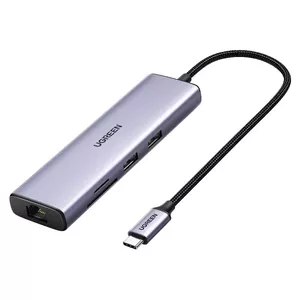 USB-C хаб UGREEN 60515 с 2x USB 3.0, HDMI, RJ45, картридером SD и TF, а также портом PD