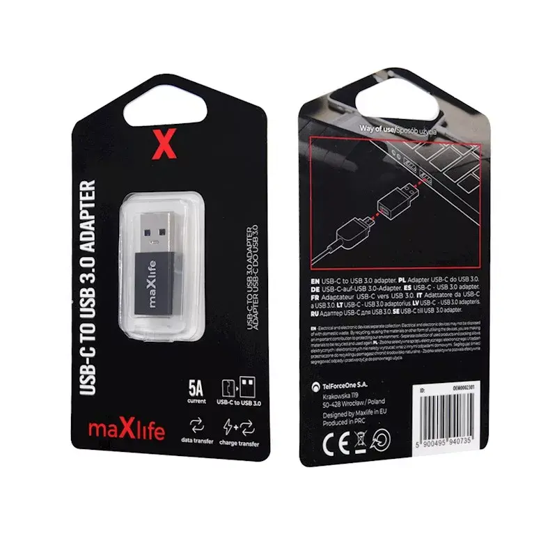 Кабель-переходник maxlife OEM0002301 USB-C→USB-A Photo 3