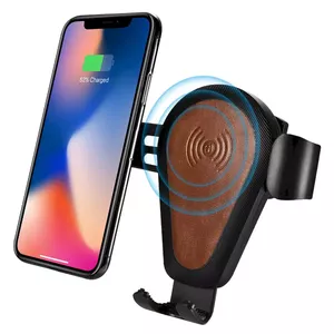 iCarer wireless car Qi charger 10W air vent gravity car mount brown (IWXC004-BN)