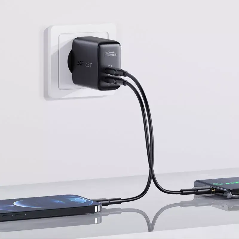 Acefast A9 black — 2x USB‑C 40W lādētājs Photo 14