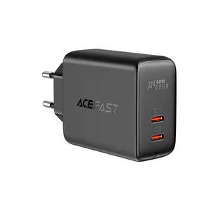 Power adapter Acefast A9 black — 2x USB Type-C 40W, PPS PD QC 3.0 AFC FCP