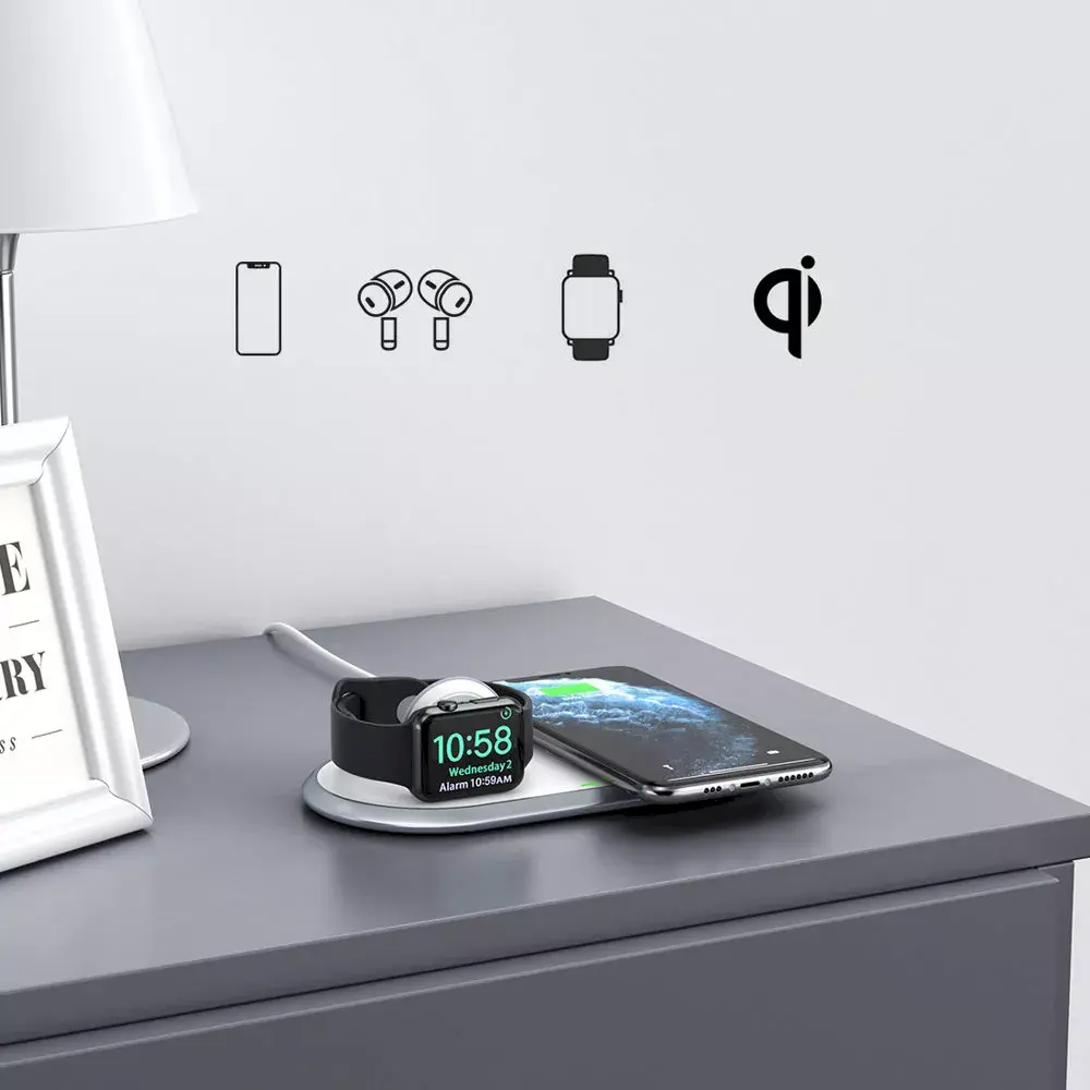 Choetech T317 Qi 2-in-1 Wireless Charger White Photo 2
