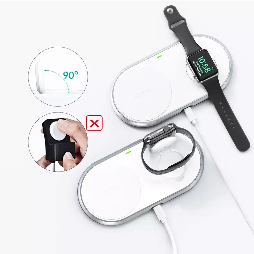 Choetech T317 Qi 2-in-1 Wireless Charger White Photo 4