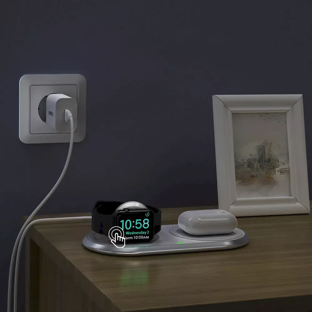 Choetech T317 Qi 2-in-1 Wireless Charger White Photo 6