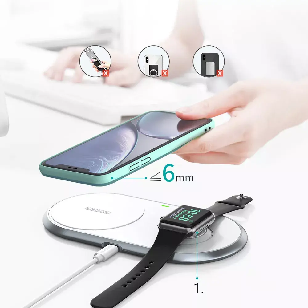 Choetech T317 Qi 2-in-1 Wireless Charger White Photo 8