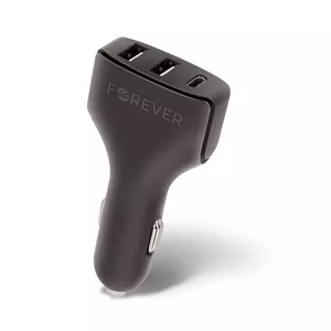 Forever CC-05 auto lādētājs 2x USB 1x USB-C 4,8A melns