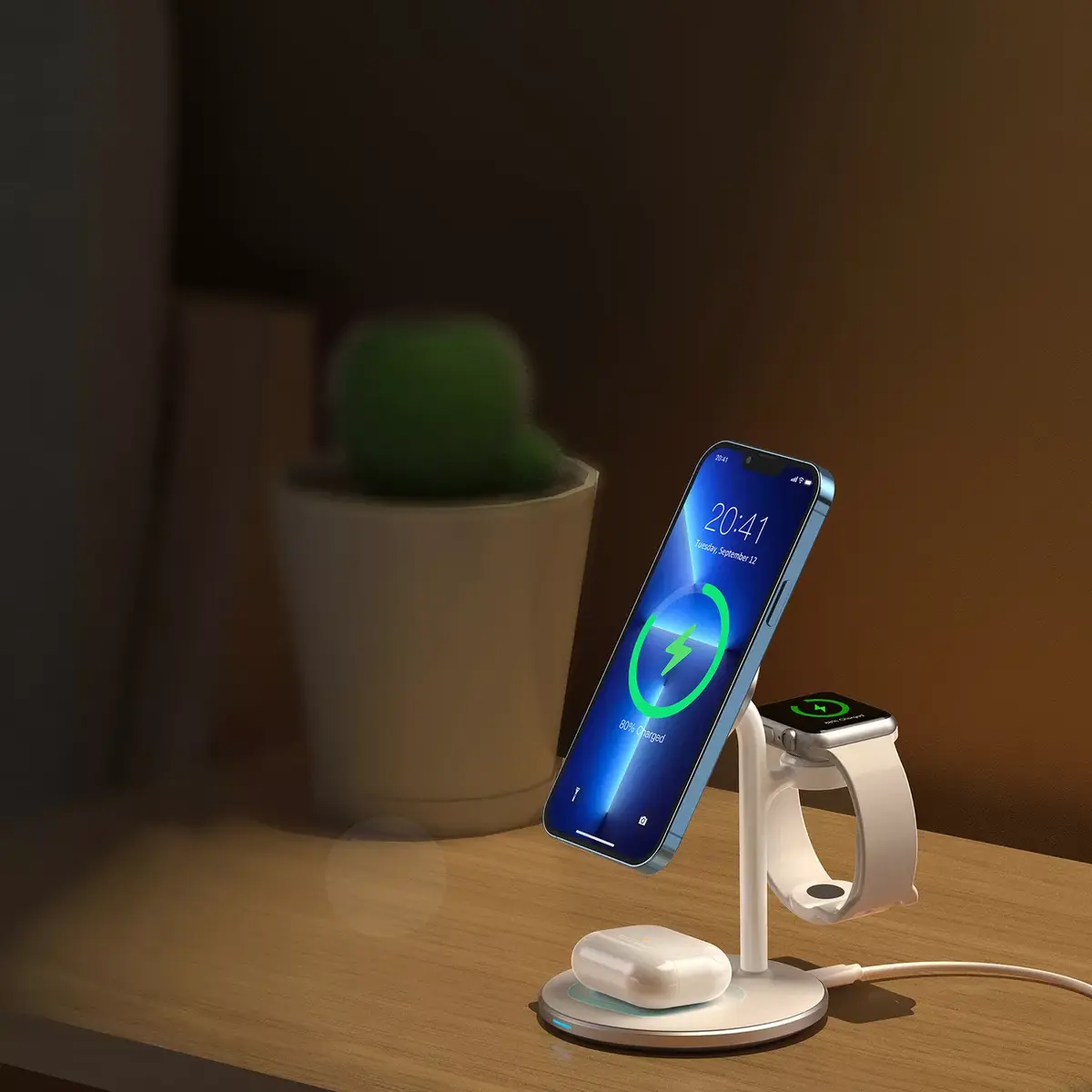 Беспроводное зарядное устройство CHOETECH 2в1 для Apple Photo 10