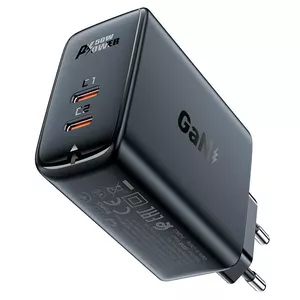 Acefast A29 PD50W GaN (USB-C + USB-C) divu portu lādētājs melns