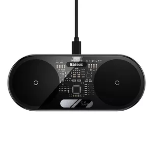 Baseus digitālais LED displejs Dual Qi bezvadu 2In1 lādētājs, 20W