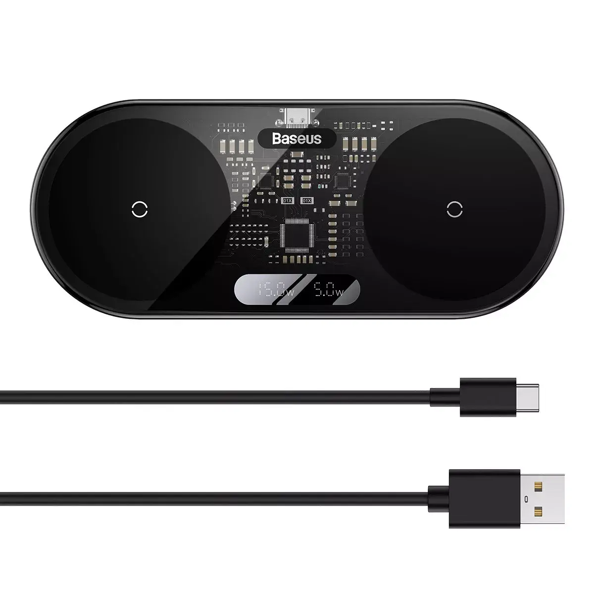 Baseus digitālais LED displejs Dual Qi bezvadu 2In1 lādētājs, 20W Photo 7