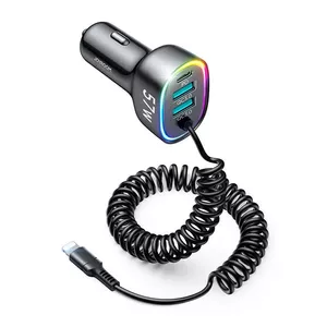 Автомобильное зарядное устройство Joyroom JR-CL20 57W PD QC3.0 с Lightning кабелем 1,6 м
