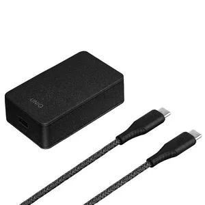 Uniq Order. tīkls. Versa Slim USB-C PD 18W + USB-C uz USB-C kabelis melns / ogļu melns (LITHOS Collective)
