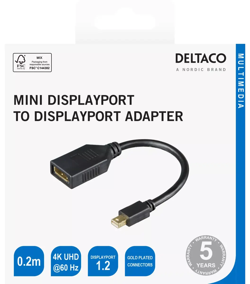 DELTACO mini DisplayPort to DisplayPort MDP-DP1-K Photo 2