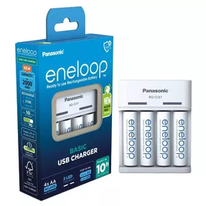 Battery charger eneloop Panasonic BQ-CC61 USB for 4x AA 2200mAh Ni‑MH rechargeable cells