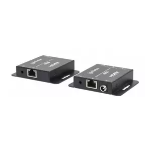 Manhattan 4K HDMI over Ethernet Extender Kit, Extends 4K@30Hz signal up to 40m or a 1080p@60Hz signal up to 70m with a single Cat6 Ethernet Cable, Transmitter and Receiver, Power over Cable (PoC), Black, Three Year Warranty, Box