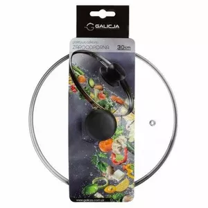 GALICJA Glass Lid 30cm with Steam Vent and Stainless Steel Rim