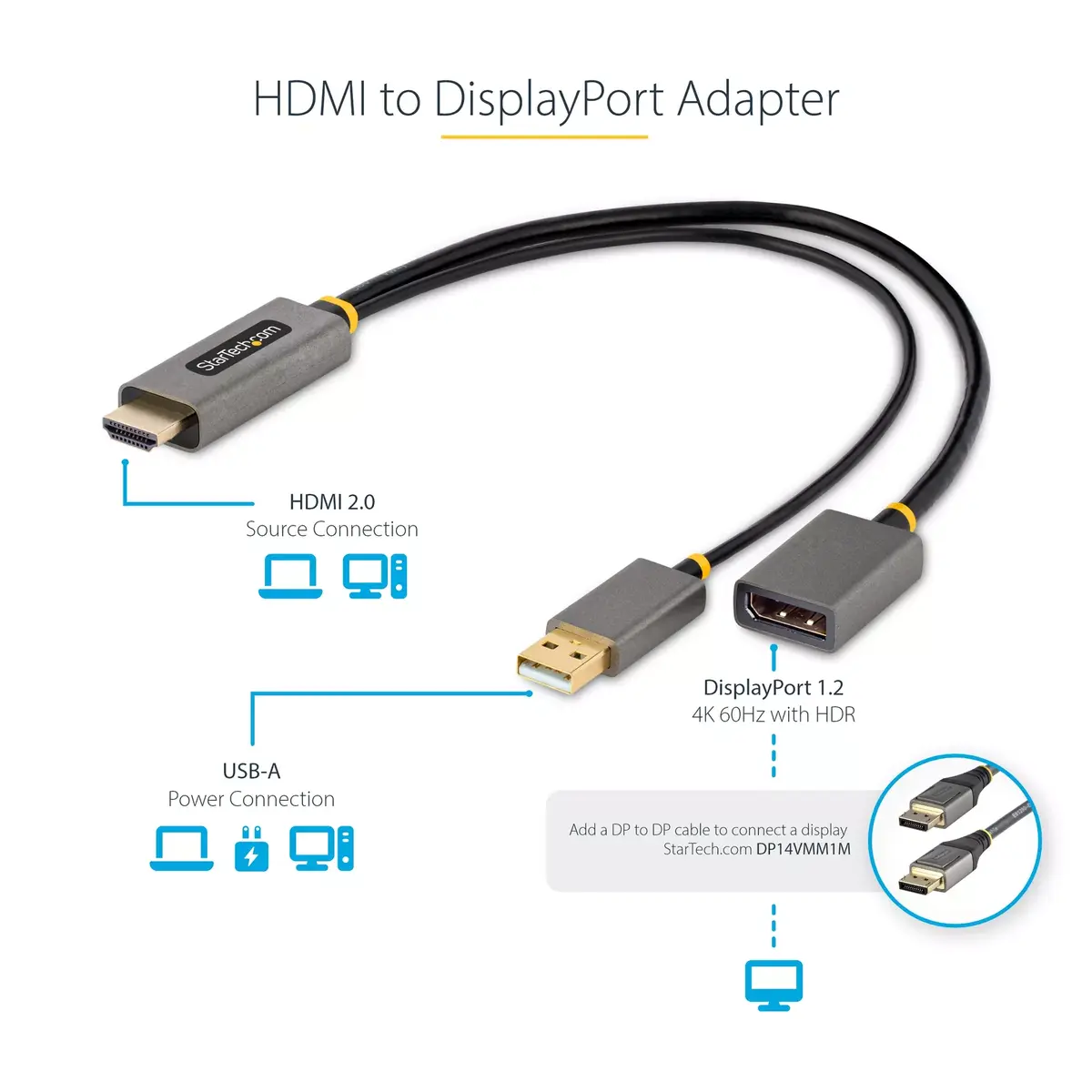HDMI uz DisplayPort adapteris StarTech 1ft 4K 60Hz Photo 8