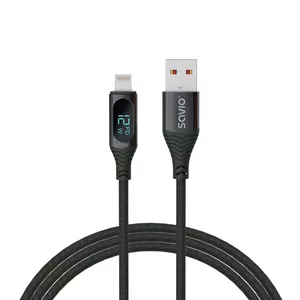 Savio USB Lightning cable with display CL-173 1 m black