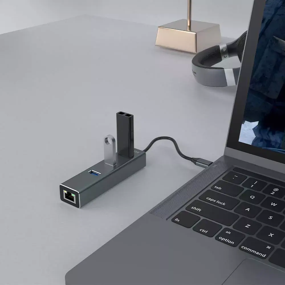 USB-C хаб SAVIO AK-57 с 3× USB-A и RJ-45 Photo 3