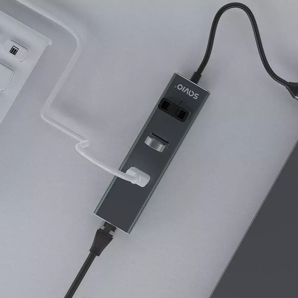 USB-C хаб SAVIO AK-57 с 3× USB-A и RJ-45 Photo 4
