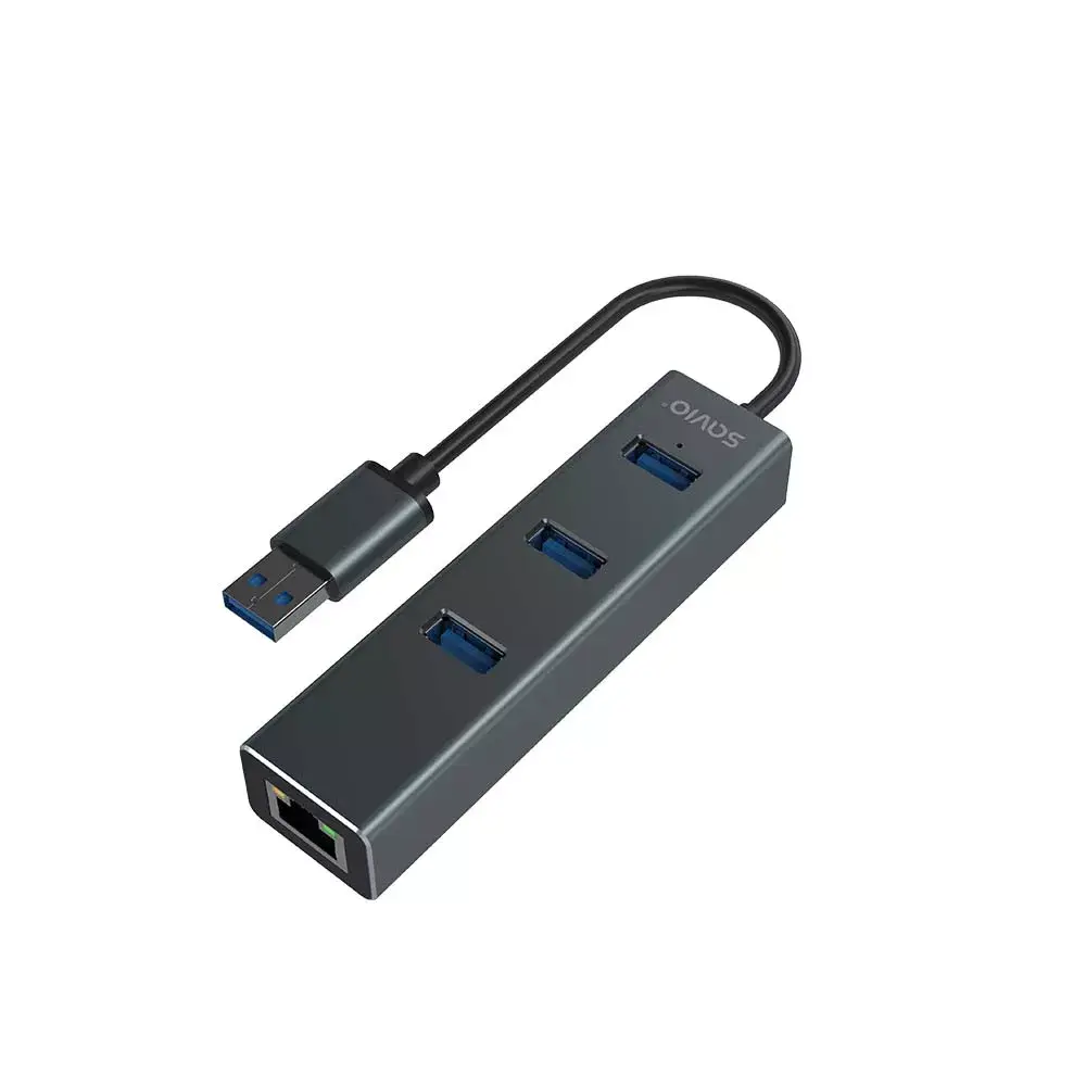 SAVIO AK‑57 USB‑A хаб с RJ‑45 Gigabit Ethernet Photo 2