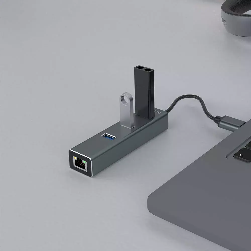 SAVIO AK‑57 USB‑A хаб с RJ‑45 Gigabit Ethernet Photo 3